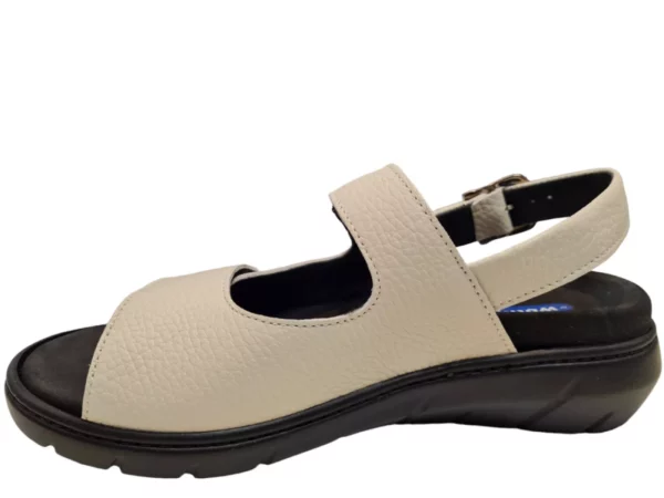 Wolky Wolky 0410371 120 Leren Dames Sandalen Uitneembaar Voetbed En Klittenbandsluiting Creme