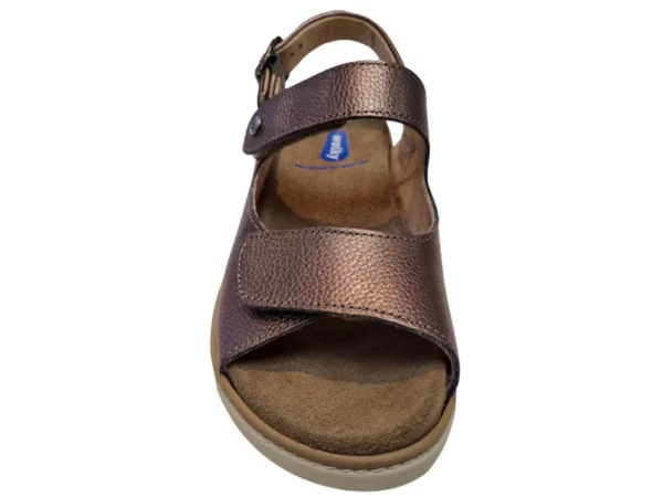 Wolky Wolky 0410371 320 Dames Sandalen Uitneembaar Voetbed Leer Klittenbandsluiting Metallic Bruin
