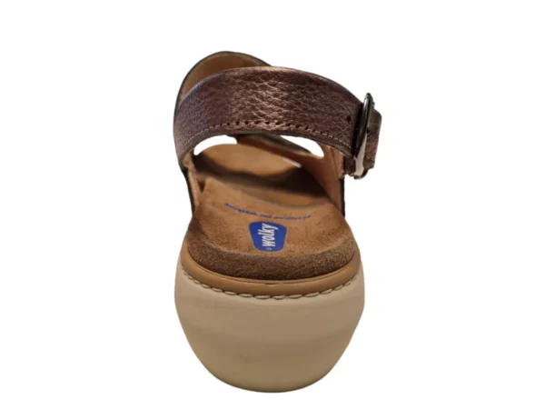 Wolky Wolky 0410371 320 Dames Sandalen Uitneembaar Voetbed Leer Klittenbandsluiting Metallic Bruin