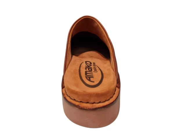 Amako Amako 520 Natuur Bruine Leren Heren Muilen Slippers