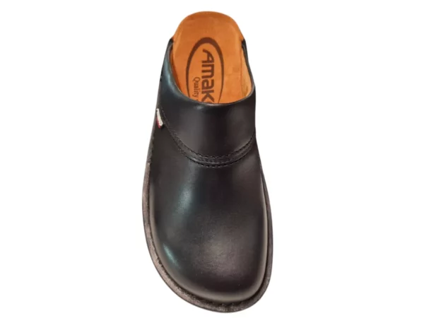 Amako Amako 520 Zwart Zwarte Leren Heren Muilen Slippers