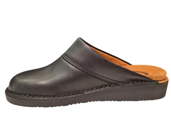 Amako Amako 520 Zwart Zwarte Leren Heren Muilen Slippers