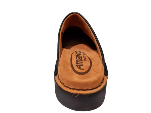 Amako Amako 520 Zwart Zwarte Leren Heren Muilen Slippers