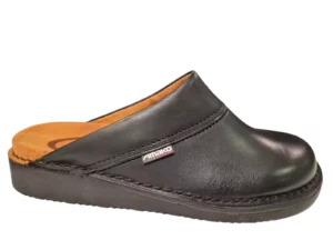 Amako Amako 520 Zwart Zwarte Leren Heren Muilen Slippers