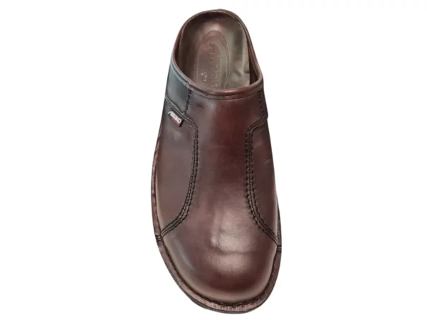 Amako Amako 575 Bruin Bruine Leren Heren Muilen Slippers Breed Model