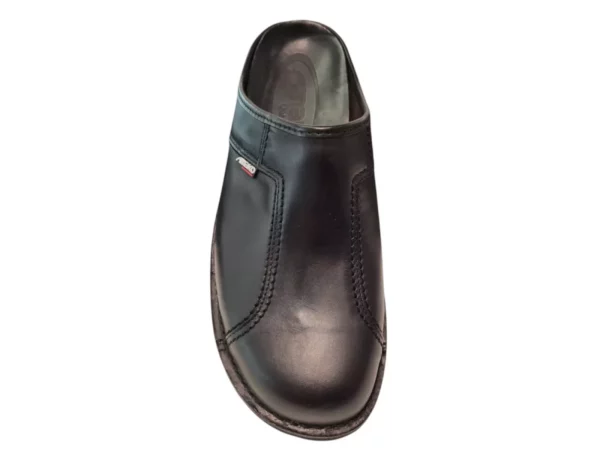 Amako Amako 575 Zwart Zwarte Leren Heren Muilen Slippers Breed Model