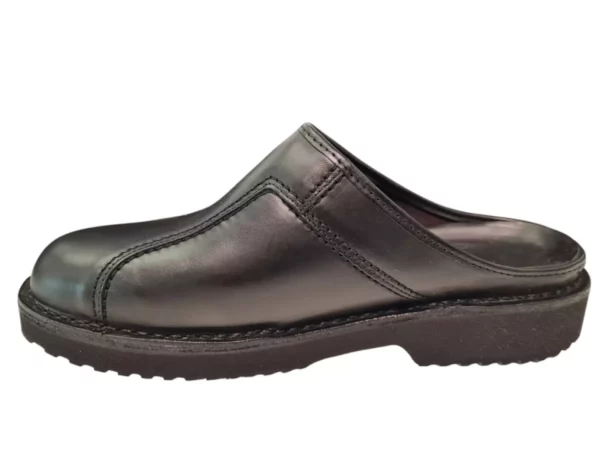 Amako Amako 575 Zwart Zwarte Leren Heren Muilen Slippers Breed Model