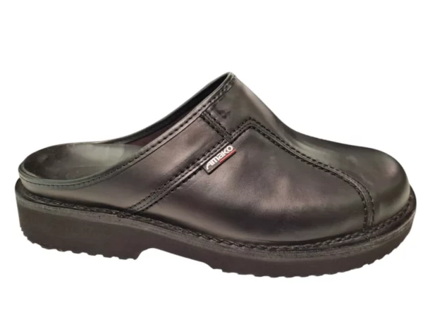 Amako Amako 575 Zwart Zwarte Leren Heren Muilen Slippers Breed Model