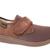Fischer Fischer Dames en Heren Bruine Klittenband Pantoffel Met Stretch Diabetisch