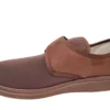Fischer Fischer Dames en Heren Bruine Klittenband Pantoffel Met Stretch Diabetisch