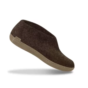 Glerups Glerups Lage Wollen Sloffen Leren Zool Bruin