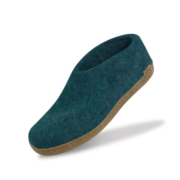 Glerups Glerups Lage Wollen Sloffen Leren Zool Blauw