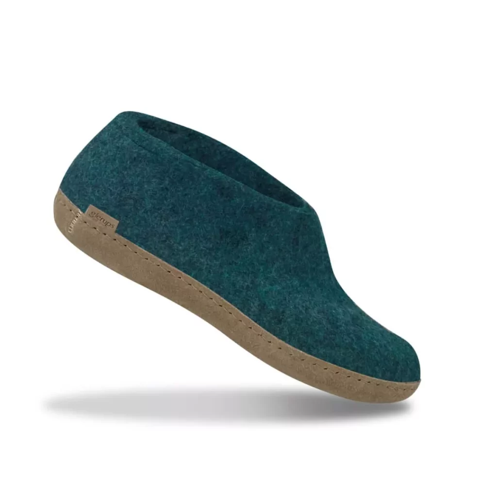 Glerups Glerups Lage Wollen Sloffen Leren Zool Blauw