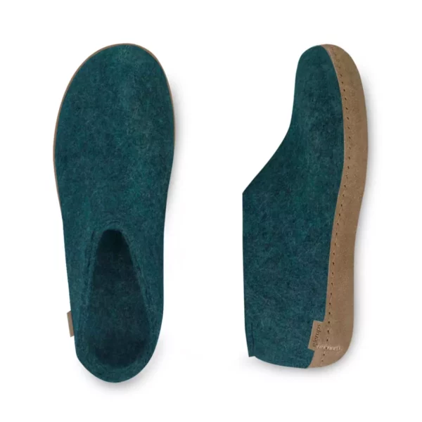 Glerups Glerups Lage Wollen Sloffen Leren Zool Blauw