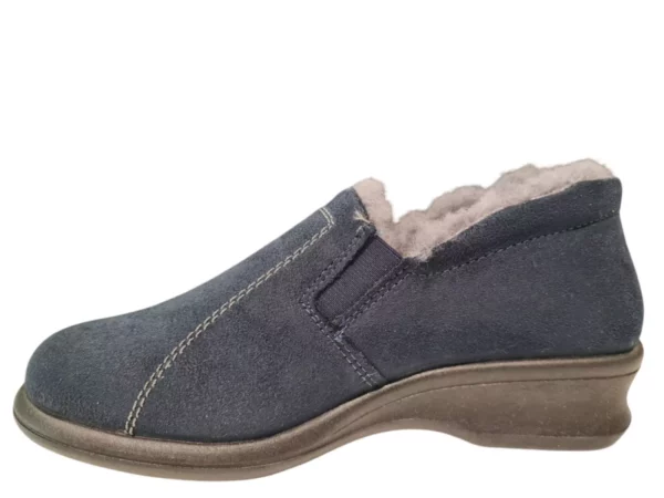 Rohde Rohde Blauwe Gesloten Dames Pantoffels Wol Gevoerd
