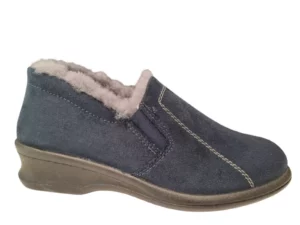 Rohde Rohde Blauwe Gesloten Dames Pantoffels Wol Gevoerd