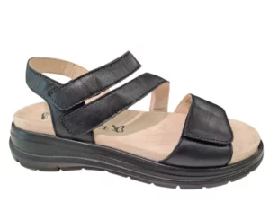 Caprice Caprice Zwarte Leren Dames Sandalen