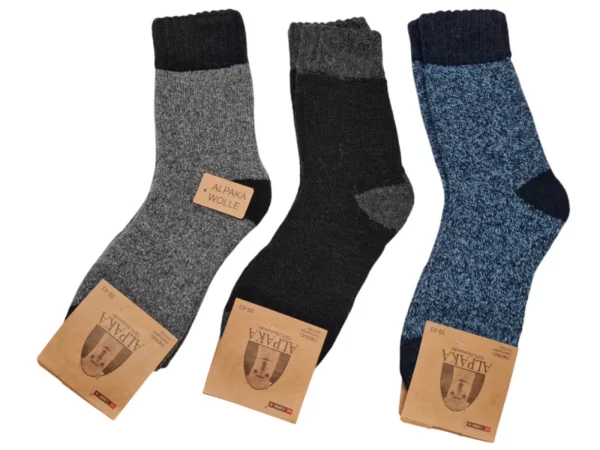 Figuretta Heren Alpaca Wollen Sokken Dik Grijs Zwart Blauw