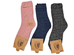 Figuretta Dames Alpaca Wollen Sokken Dik Roze Blauw Grijs