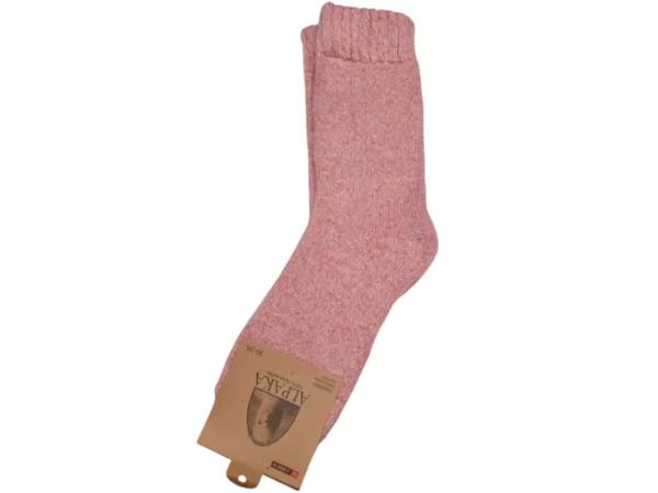 Figuretta Dames Alpaca Wollen Sokken Dik Grijs DGrijs Roze