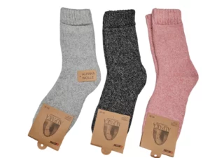 Figuretta Dames Alpaca Wollen Sokken Dik Grijs DGrijs Roze