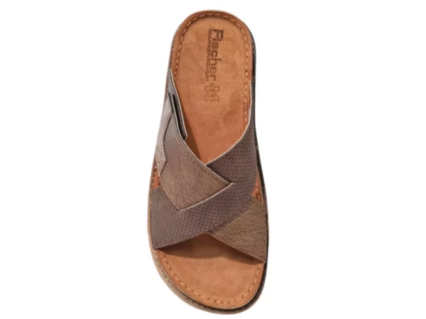 Fischer Fischer Bruine Leren Heren Slippers