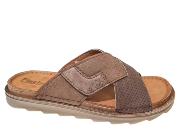 Fischer Fischer Bruine Leren Heren Slippers