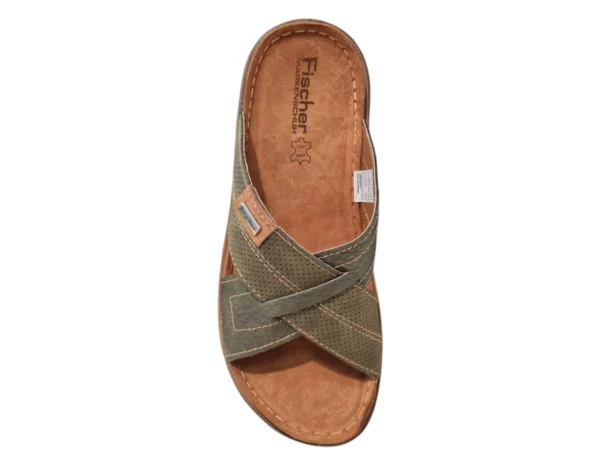 Fischer Fischer Groene Leren Heren Slippers