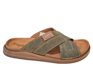 Fischer Fischer Groene Leren Heren Slippers