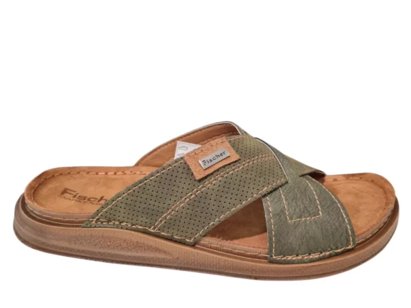 Fischer Fischer Groene Leren Heren Slippers
