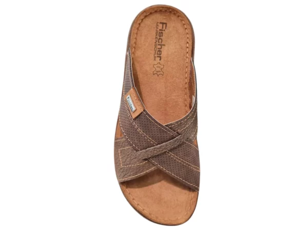 Fischer Fischer Bruine Leren Heren Slippers
