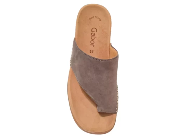 Gabor Gabor Nubuck Grijs Bruine Dames Teenslippers
