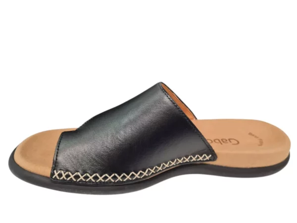 Gabor Gabor Zwarte Leren Dames Teenslippers