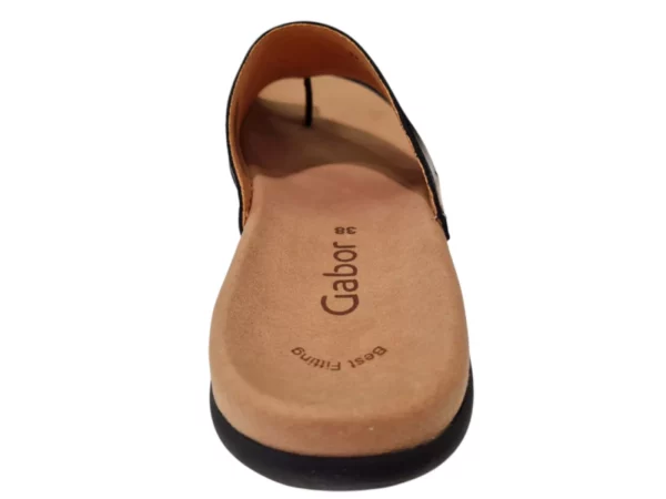 Gabor Gabor Zwarte Leren Dames Teenslippers