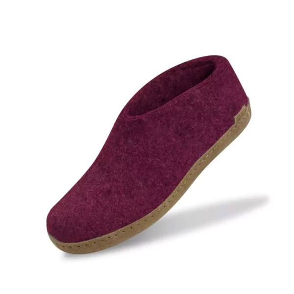 Glerups Glerups Lage Wollen Sloffen Leren Zool Cranberry
