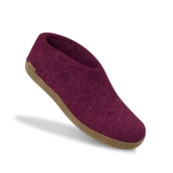Glerups Glerups Lage Wollen Sloffen Leren Zool Cranberry