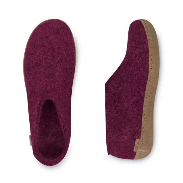 Glerups Glerups Lage Wollen Sloffen Leren Zool Cranberry
