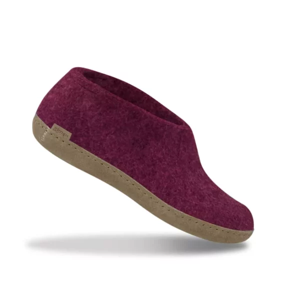 Glerups Glerups Lage Wollen Sloffen Leren Zool Cranberry