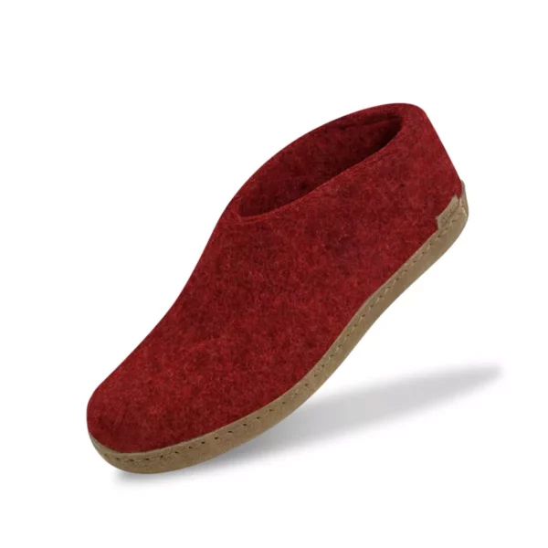 Glerups Glerups Lage Wollen Sloffen Leren Zool Rood