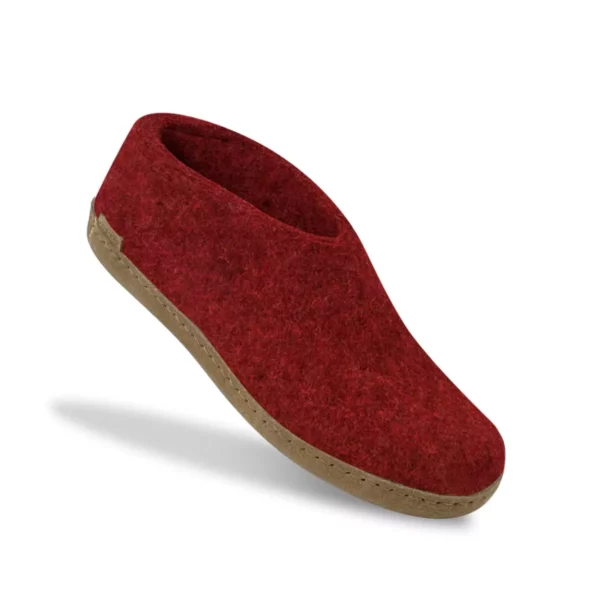 Glerups Glerups Lage Wollen Sloffen Leren Zool Rood