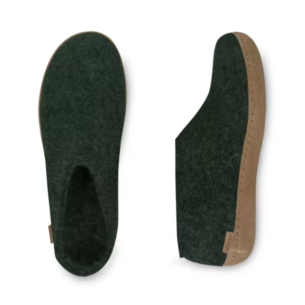 Glerups Glerups Lage Wollen Sloffen Leren Zool Groen
