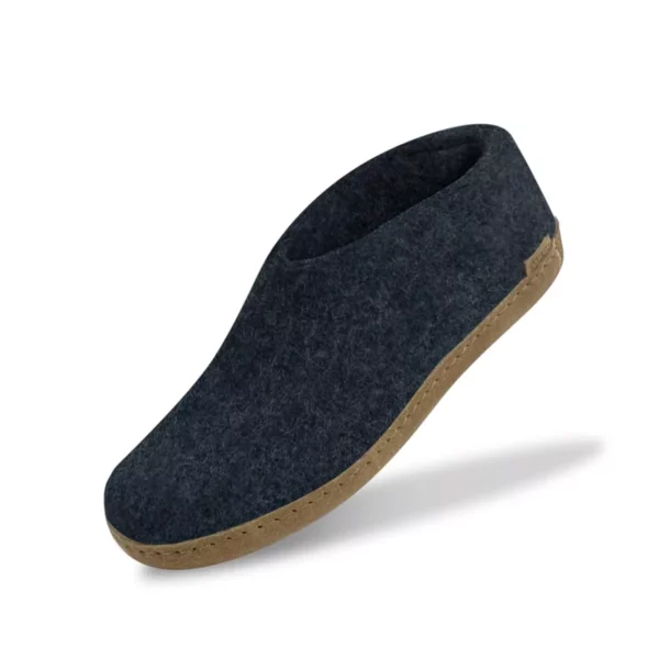 Glerups Glerups Lage Wollen Sloffen Leren Zool denim