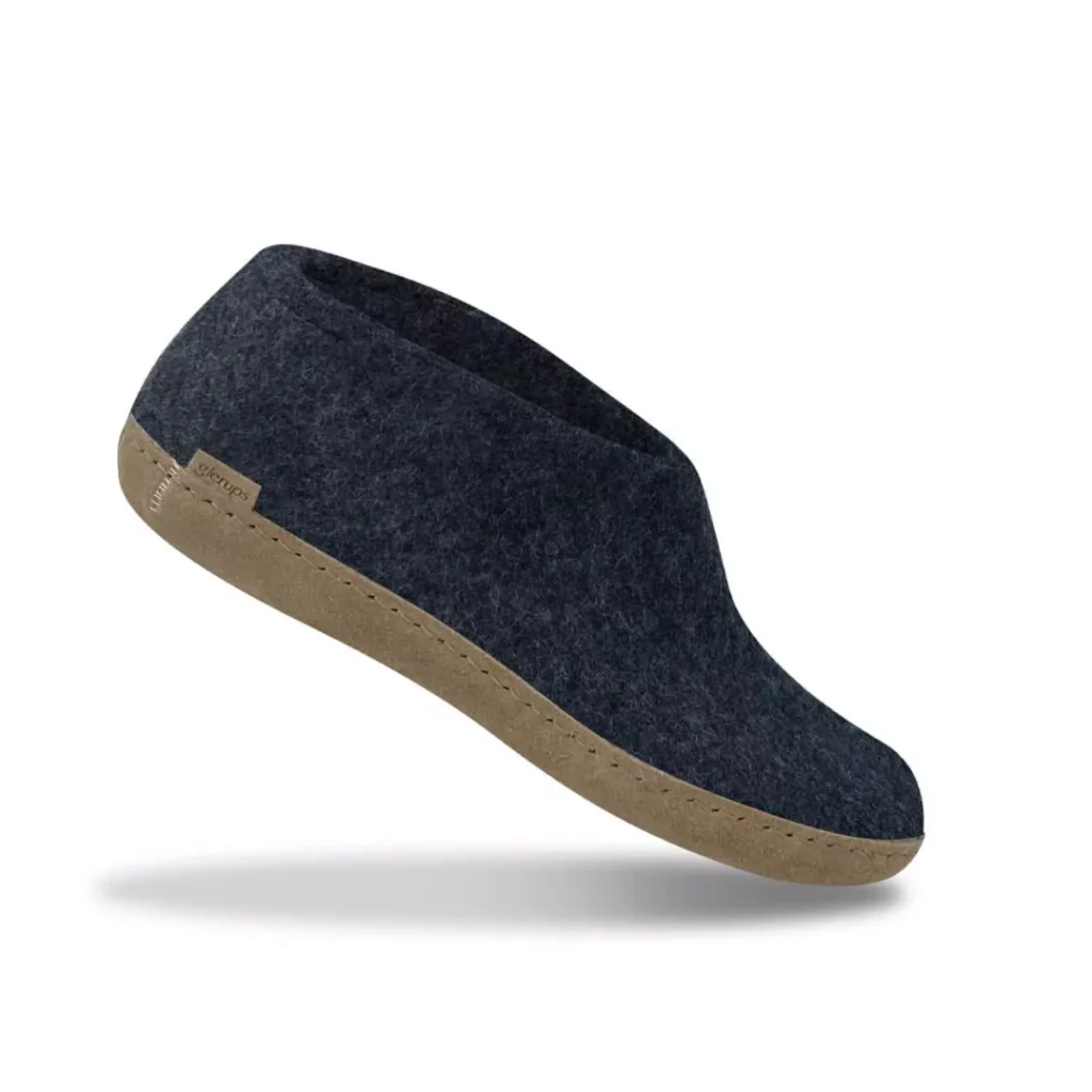 Glerups Glerups Lage Wollen Sloffen Leren Zool denim