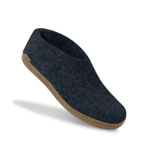 Glerups Glerups Lage Wollen Sloffen Leren Zool denim