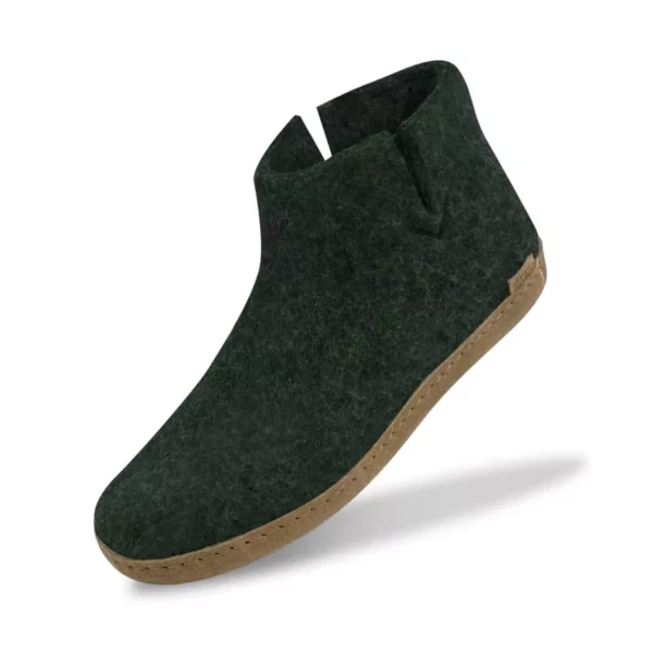Glerups Glerups Hoge Wollen Sloffen Leren Zool Groen