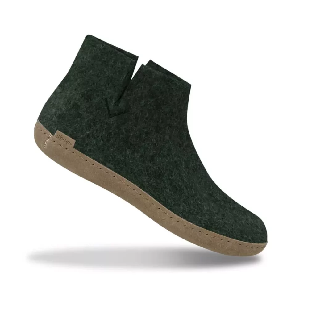 Glerups Glerups Hoge Wollen Sloffen Leren Zool Groen