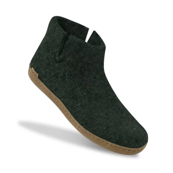 Glerups Glerups Hoge Wollen Sloffen Leren Zool Groen