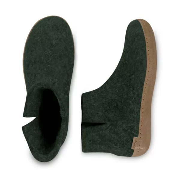 Glerups Glerups Hoge Wollen Sloffen Leren Zool Groen