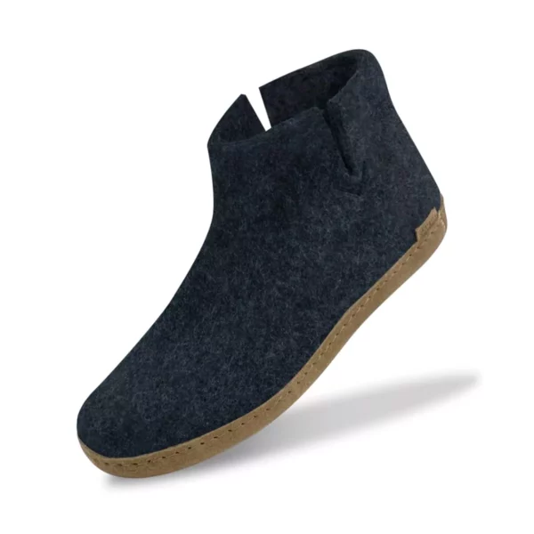 Glerups Glerups Hoge Wollen Sloffen Leren Zool Denim
