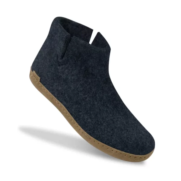 Glerups Glerups Hoge Wollen Sloffen Leren Zool Denim